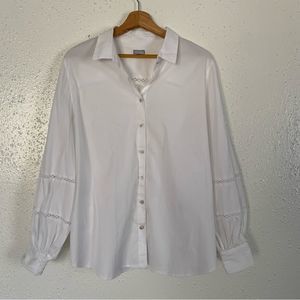 CHICOS | blouse | top | 16/18 | like new | white | long sleeve | button up